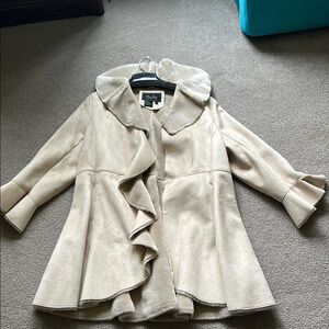 Terry Lewis Suede Elegant Cream Women's Coat size 1XL NWOT ORIGINAL BAG & HANGER